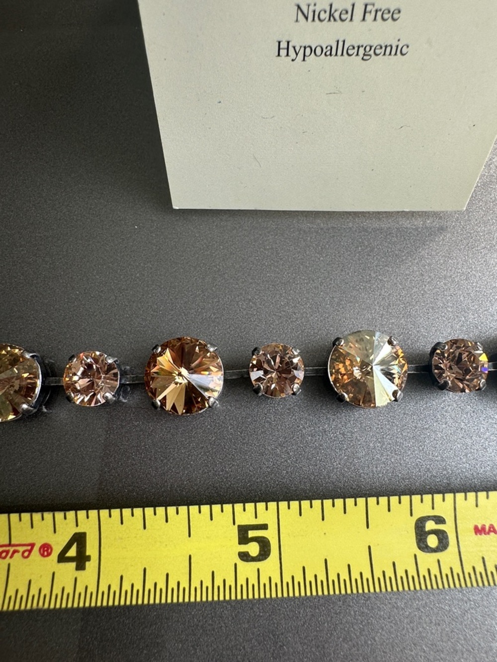 Swarovski Crystal Link Bracelet in peach, lt Colorado topaz and topaz Stones - Picture 6 of 9